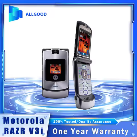 Motorola Razr V3i Flip Mobile Phone 2.2" 1.23MP Camera GSM 2G CellPhone Silver/Dark Grey/Gold Retro 