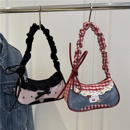 11 Denim Denim baguette Bag Ladies baguette Bag 2025 New Style Stitching Small Bag Shoulder Bag Dog 