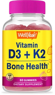 Vitamin D3 + K2 Gummies - Vitamin D3 1000 IU, K2 100 MCG - Bone and Muscle Health Support, Natural F