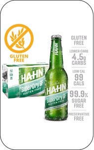 Hahn SuperDry GF Lager (Low Carb &amp; Gluten-Free) - 24 x 330ml - BBD Sept 2024