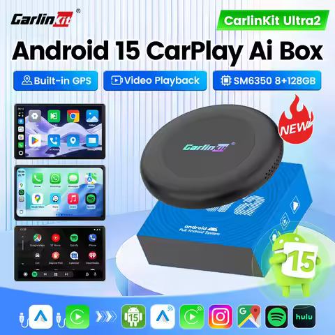 CarlinKit Ultra 2 CarPlay Ai Box Android 15 SM6350 8+128GB Wireless CarPlay Android Auto Smart Car T