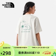 北面（The North Face）北面纯棉短袖T恤情侣款小熊户外舒适透气上新|88BQ N3N/白色 S/165