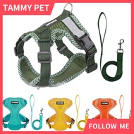 Dogs Harness with Leash Set Breathable Puppy Chest Strap Reflective Pet Dog Cat Harness Vest 4-point