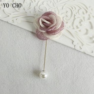 YO CHO Cheap Price Two Colors Silk Flower Boutonniere and Corsage Artificial Pearl Decor Wedding Bou