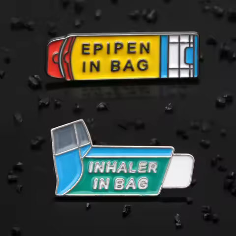 Medical Alert INHALER IN BAG Enamel Pin Brooch EPIPEN IN BAG Badge Brooch for Women Men Lapel Pin Je