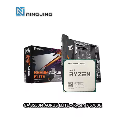 AMD R7 5700G Ryzen 7 5700G CPU + GIGABYTE GA B550M AORUS ELITE mATX AMD B550 Motherboard New Suit Co