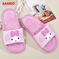 รองเท้ากันลื่นสำหรับเด็ก Kuromi รองเท้าแตะสำหรับเด็ก Sanrio Hello Kitty อนิเมะรองเท้าแตะชายหาดฤดูร้อนห้องน้ำในร่ม