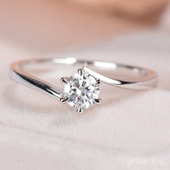 Platinum1Elegant Diamond Ring for Women18k Women's Silver Moissanite Wedding Ring Six-Prong Simulate