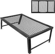Leapiture Outdoor Folding Table, Portable Camping Table with Aluminum Top Mesh Layer Outdoor Camping Folding BBQ Table Portable Light Metal Grill