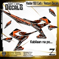 Suzuki Raider 150 carb / reborn Decals High-Quality Stickers orange tribal