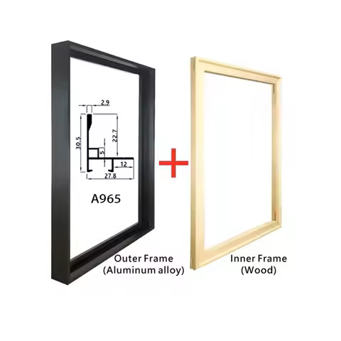 DIY Aluminum Metal Frame, Picture Modern Painting Frame, And Inner Wooden Diy Frame , 2PCS Together 