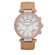 Michael Kors Womens Parker White Dial Bezel Leather Watch MK5633