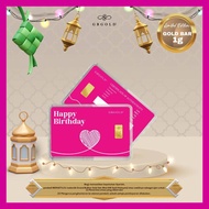 GB GOLD Happy Birthday Hot Pink GoldBar 1g (Emas 999.9)