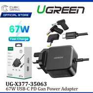 UGREEN UG-X377-35063 67W UNIVERSAL USB C PD GAN POWER ADAPTER CHARGER FAST CHARGE WITH 3 DC CONNECTO