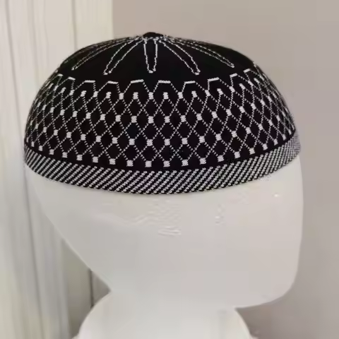 Muslim Caps For Men Colthing Crochet Knit Hat Turkey Kufi Islamic Kippah Jewish Turban White Cotton 