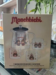 Monchhichi不鏽鋼蓋玻璃茶壺套裝