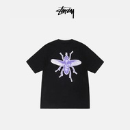 เสื้อยืดแขนแขนสั้นคอกลมลำลองพิมพ์โลโก้แมลงสร้างสรรค์ STUSSY สำหรับผู้ชายและผู้หญิง