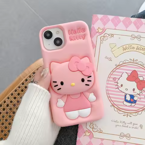 Sanrio Hello Kitty Kuromi Cartoon Stand Phone Cases for iPhone 16 15 14 13 12 11 ProMax Y2k Gifts fo