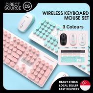 SG🛡️ ➜ N520 Wireless Keyboard Mouse Combo Vintage Round Keycaps Mechanical Keyboard