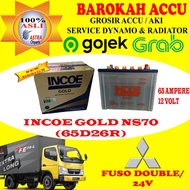 AKI/ACCU MOBIL MITSUBISHI FUSO DOUBLE INCOE GOLD NS70 / 65D26R , 65AH