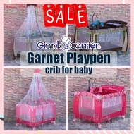 【Available】   COD  Giant Carrier Crib for Baby Garnet Pack & Carry W/ Rocking Feature & Musical Mobi