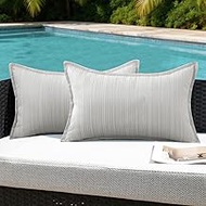 VAKADO Outdoor Waterproof Throw Pillow Covers 12x20 Set of 2,Decorative with Fringe Lumber Outside P