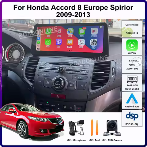 12.3” Android 14 For Honda Accord 8 Europe Spirior Acura Tsx 2009-2013 8+256GB Car GPS Multimedia Pl