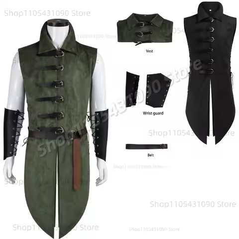 Men's Medieval Ranger Sleeveless Coat, Hobbit Elf King Thranduil Cosplay Vest for Halloween Party