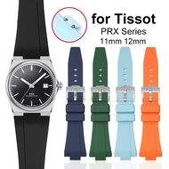 11mm 12mm Silicone Watch Strap for Tissot PRX Series Band Quick Release Rubber Bracelet Waterproof Sports Wristband Women Men's Watch Band Accessories