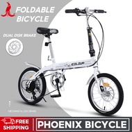 Phoenix Folding City Bike/ 14/16/20 Inch Ultra Lightweight Bicycle/High Carbon Steel Frame/Shock Absorption/Shifting Mini-bikes