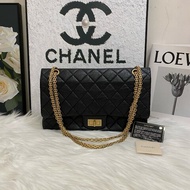 Chanel 2.55黑金經典款皺褶復古牛皮 肩背包