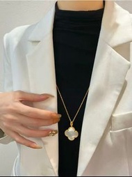 📮包郵📦 Vca大四葉草(白貝母金)長頸鏈Necklace