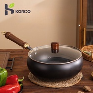 Konco nồi nấu ăn bụng lớn 24cm Có Vung nồi bằng kính Chảo xào nhỏ gia đình cho 1-2 người Chảo không
