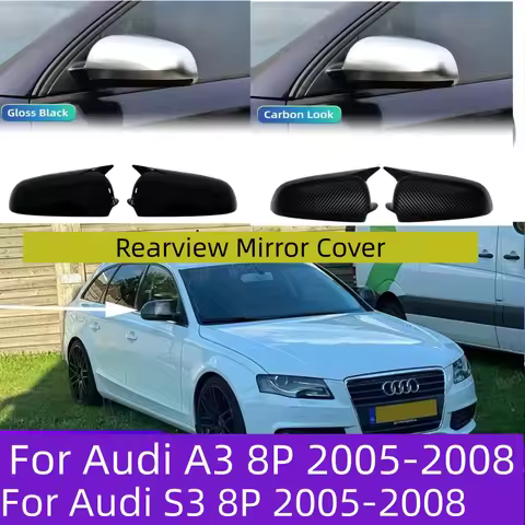 For Audi A3 S3 8P 2005-2008 A4 S4 B6 B7 8E 8H A6 S6 C6 4F Door Mirror Cover Add on Side Rear View Mi