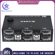 8K Dual Monitor KVM Switch,Displayport 1.4 KVM Switch 2 Monitors 2 Computers 8K 30Hz 4K 144Hz with 4