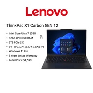 [32GB RAM]ThinkPad X1 Carbon Gen 12 Laptop|14"FHD+|Ultra 7 |32GB|Win11Pro|3 Yr Warranty|1.08kg|Brand