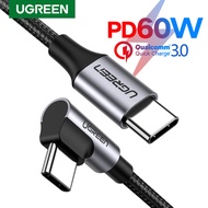 UGREEN USB Type C to USB C PD 60W 90° L Cable for Samsung GalaxyS9 Note10 Fast Charger Cable for Macbook Pro Support Quick Charge 4.0 USB Cord
