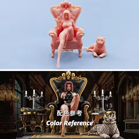 1/64 Figurines Scale Model Resin The Luxurious Queen Smokes Uncolored Miniatures Diorama Hand-painte