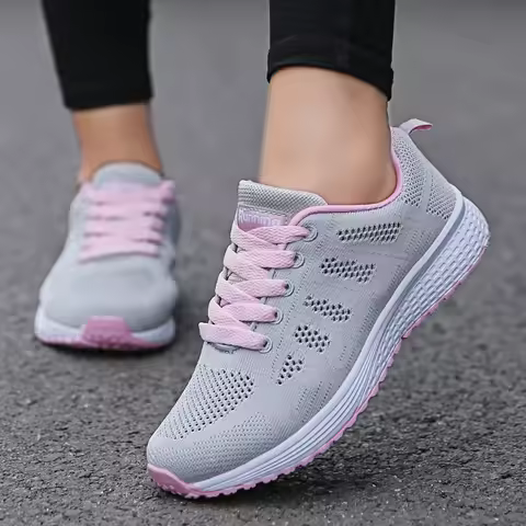 Customizable Women Casual Shoes Fashion Breathable Walking Mesh Flat Shoes Woman White Sneakers Shoe