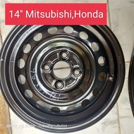 (ราคาต่อวง) ล้อกะทะขอบ14 14x5J #ดุม56.1 #4รู100 ถอดจากรถป้ายแดง #Mitsubishi Attrage Mirage #Honda