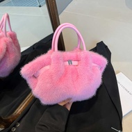 Portable Plush Bag Women 2025 Fashionable Furry Bucket Bag Fashionable One-Shoulder Cross-Body Furry