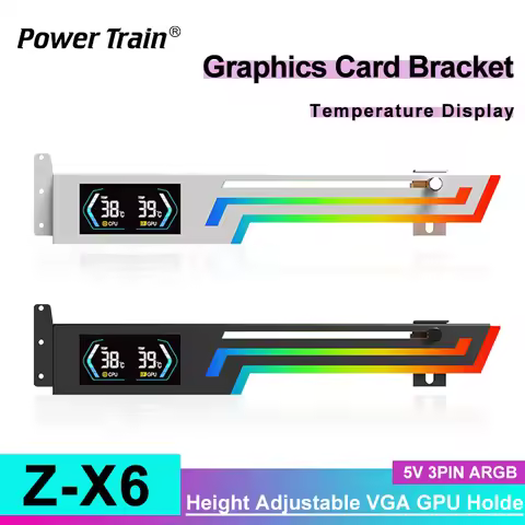 Power Train Z-X6 Temperature Display Graphics Card Bracket 5V 3PIN ARGB AURA SYNC Video Card GPU Hol