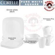 Corelle Pure White Square 16pcs dinner set living ware