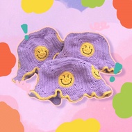 Smiley Bucket Hat Crochet // Smiley Knitted Hat