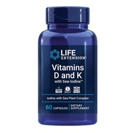 Life Extension Vitamins D and K with Sea-Iodine, vitamin D3, vitamin K1, K2, supports immune, bone