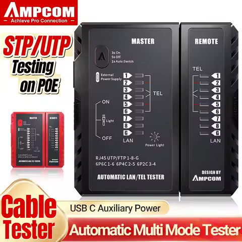 AMPCOM Network Cable Tester, LAN Phone Wire Tester Tool Networking Tool Ethernet Repair For RJ45/RJ1
