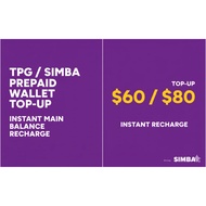 TPG / Simba Prepaid Wallet Top-Up – $60 / $80 Instant Main Balance Recharge