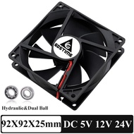 Gdstime 90mm 5V 12V 24V 2PIN 3PIN USB Brushless DC Cooling Fan 92mmx92mmx25mm PC Case Exhaust Radiat