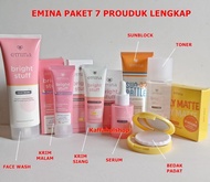 EMINA PAKET BRIGHT STUFF LENGKAP PLUS BEDAK 7 PRODUK WAJAH GLOWING, ORI, BPOM Kusam Moisturizer