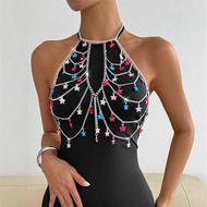 Hot Sale Bikini Rhinestone Bra Music Festival European American Sexy Hollow Body Chain Top B22918202